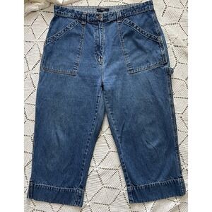 100% Cotton Bill Blass Utility Denim Capri Pants Size 16 Y2K 2000s Unique sporty